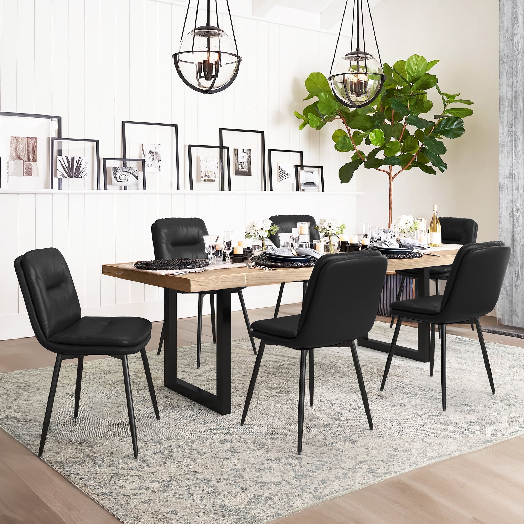 Dycanpo Modern Kitchen Dining Chairs set of 4 with Metal Legs and Faux ...