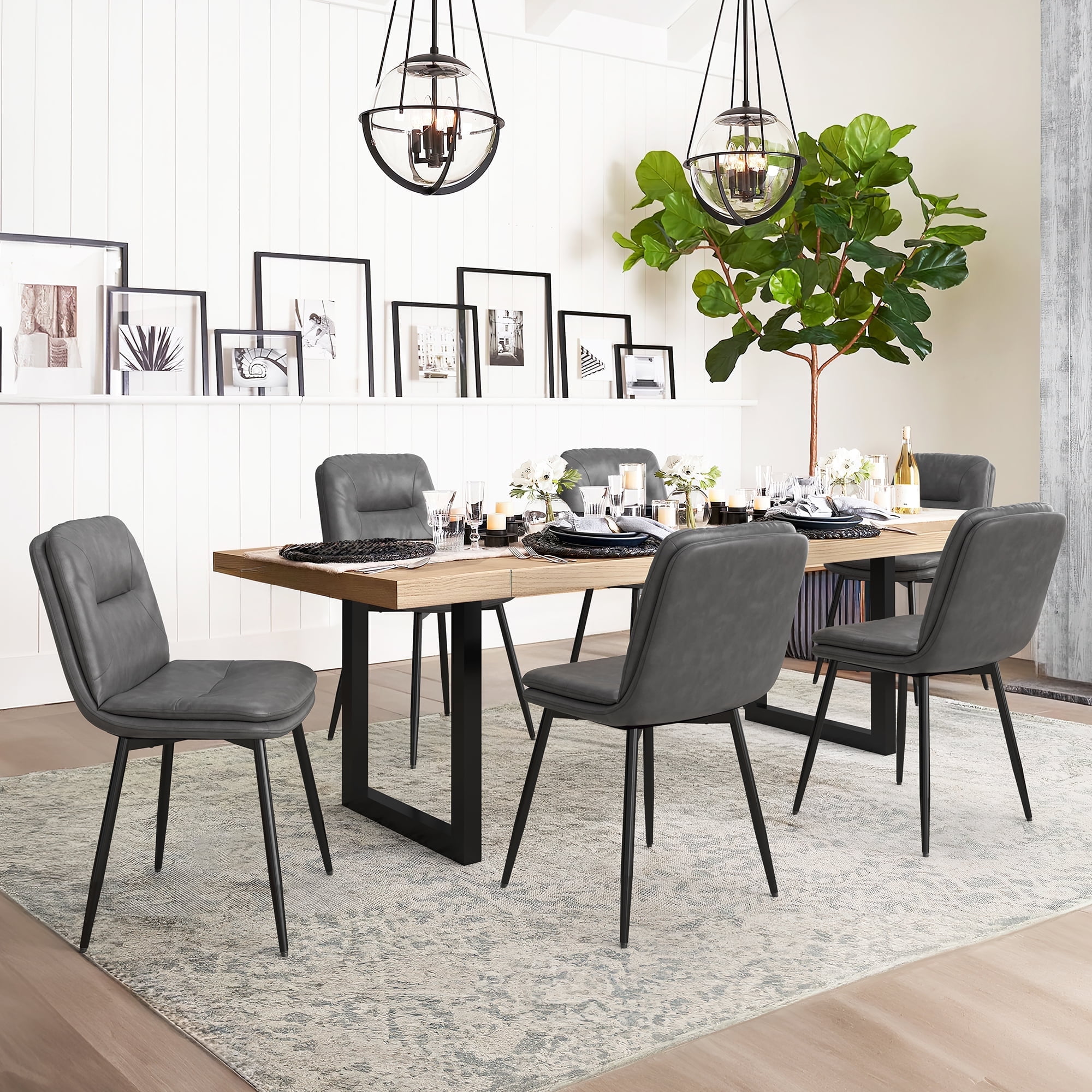 Dycanpo Modern Kitchen Dining Chairs set of 4 with Metal Legs and Faux ...