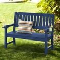 thumbnail image 1 of Dycanpo Outdoor Bench, 47” HDPS Bench with Armrest for Garden, Patio, Backyard, Navy, 1 of 10