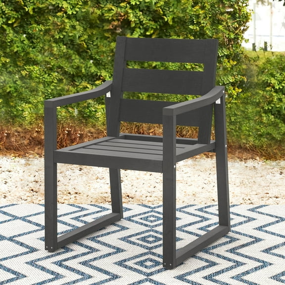 Dycanpo Outdoor Dining Chairs,Weather Resistant Patio Chairs with Armrest for Indoors, Dark Gray