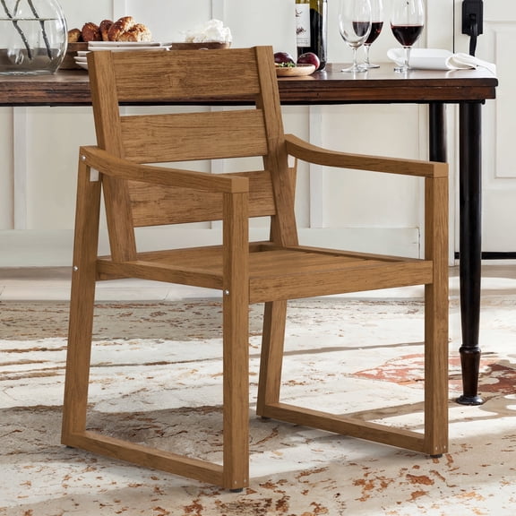 Dycanpo Outdoor Dining Chairs,Weather Resistant Patio Chairs with Armrest for Indoors,Teak