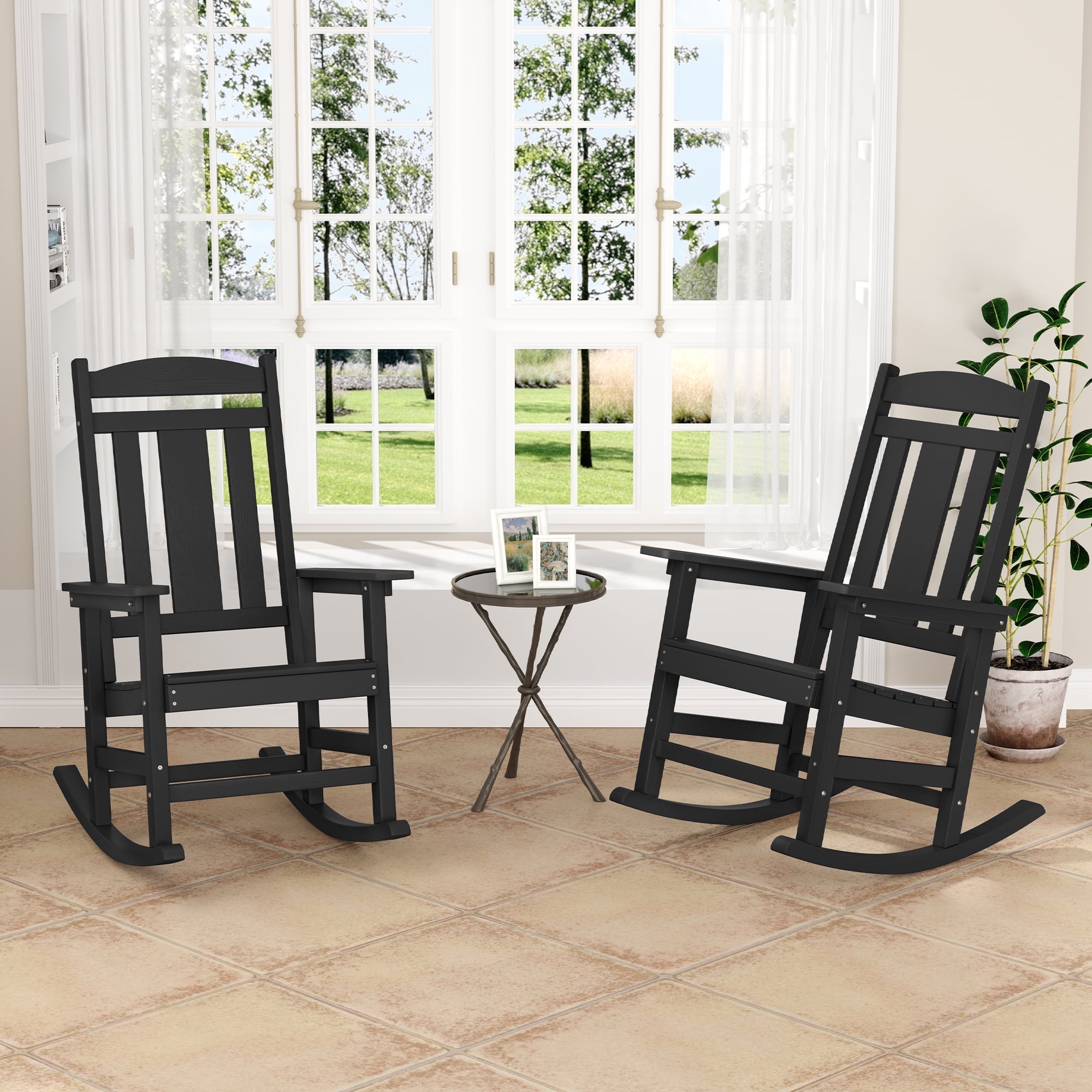 Dycanpo Outdoor Rocking Chairs Set of 2, Weather Resistant Proch Rocker ...