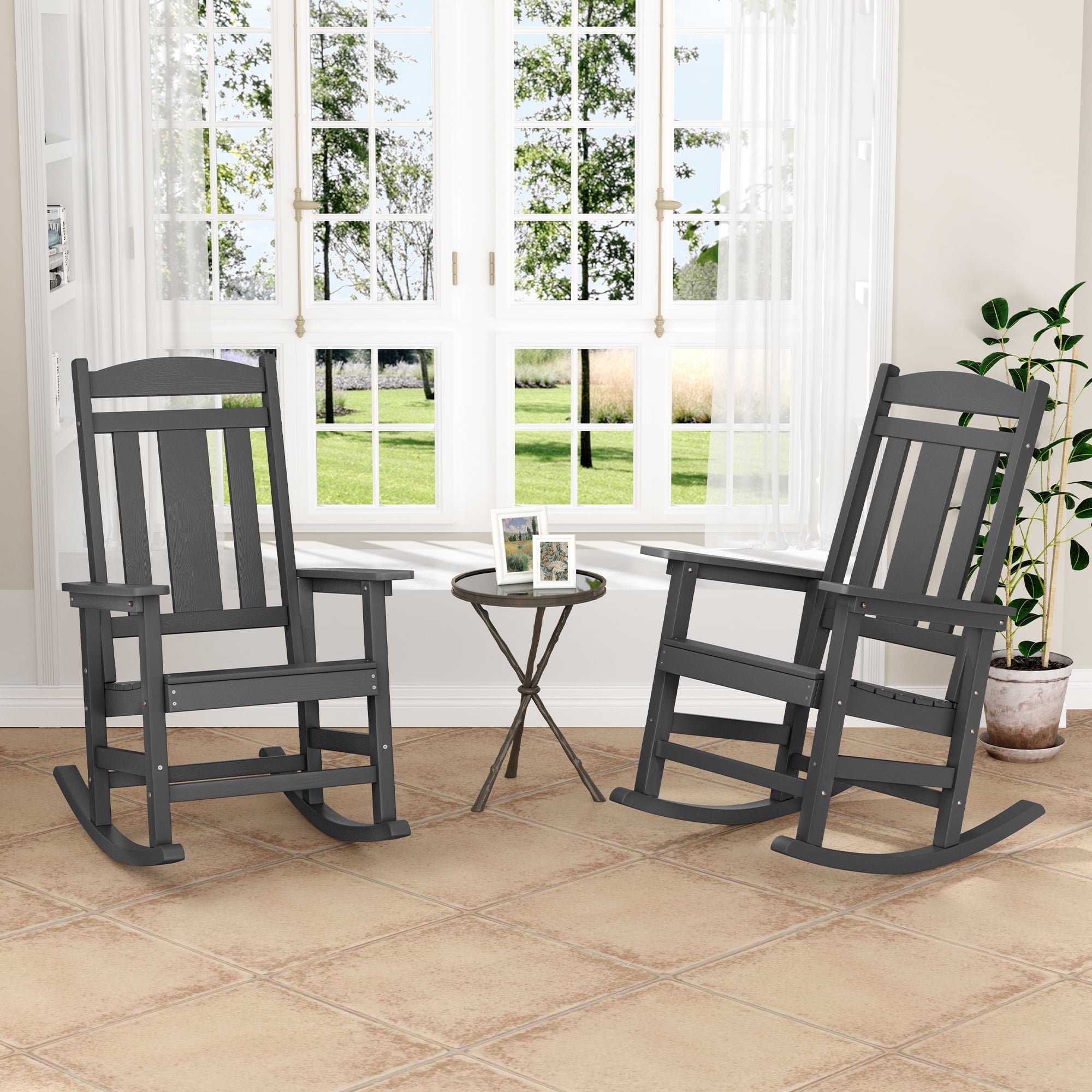 Dycanpo Outdoor Rocking Chairs Set of 2, Weather Resistant Proch Rocker ...