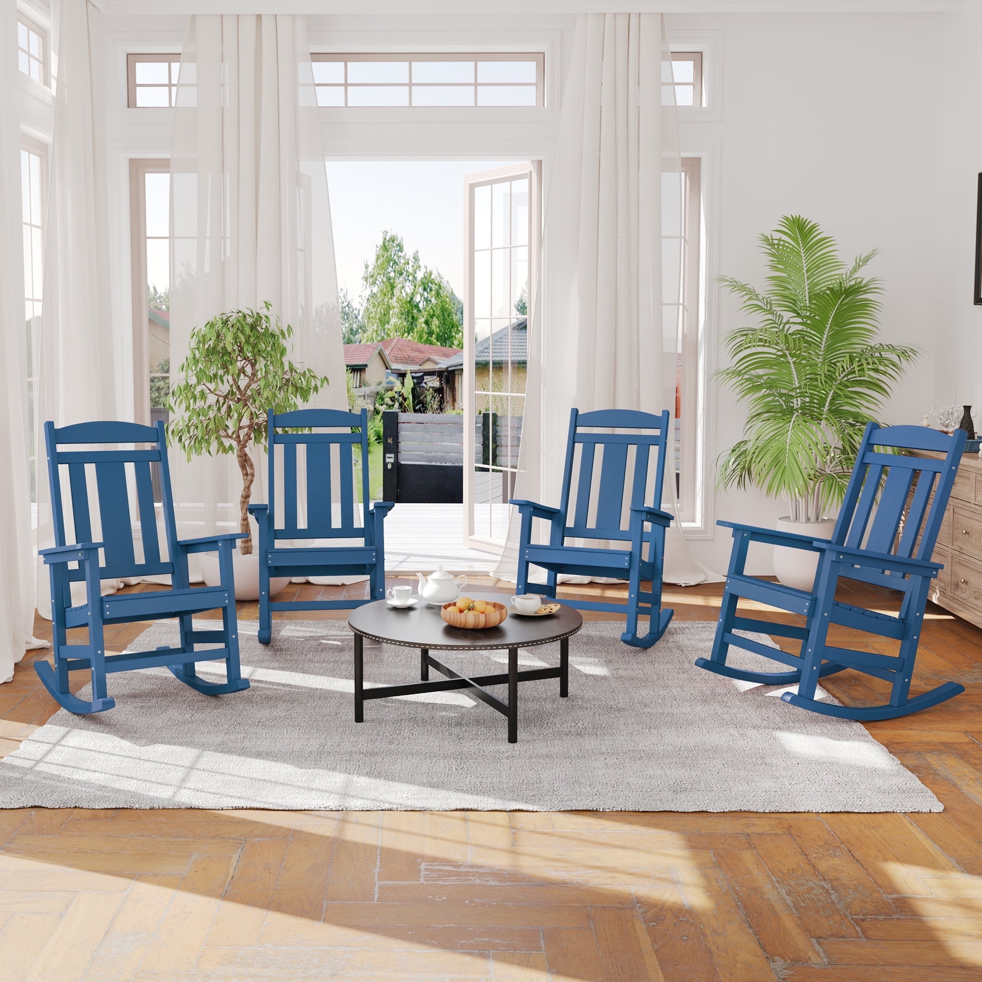Dycanpo Outdoor Rocking Chairs Set of 4, Weather Resistant Proch Rocker ...