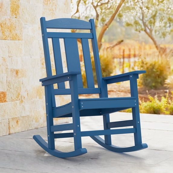 Dycanpo Outdoor Rocking Chair, Weather Resistant Proch Rocker for Adult, Blue