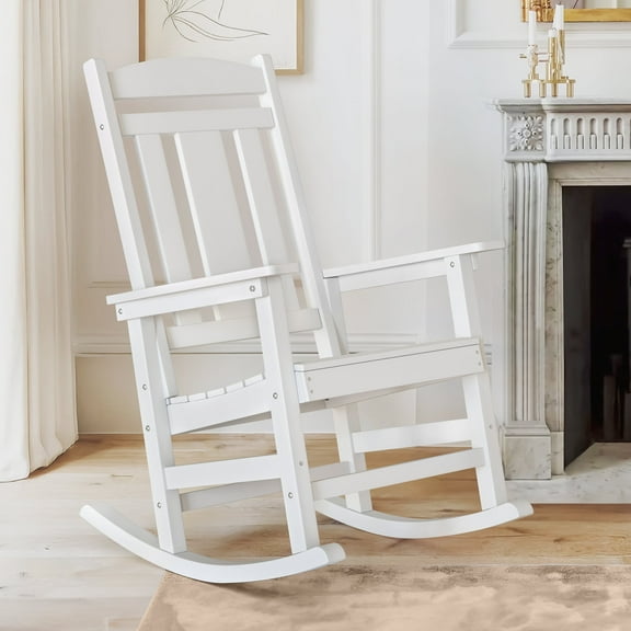 Dycanpo Outdoor Rocking Chair, Weather Resistant Proch Rocker for Adult, White