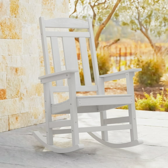 Dycanpo Outdoor Rocking Chair, Weather Resistant Proch Rocker for Adult, White