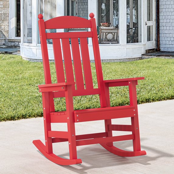 Dycanpo Outdoor Rocking Chair with High back for Backyard/Patio/Garden,HDPS-Bright Red