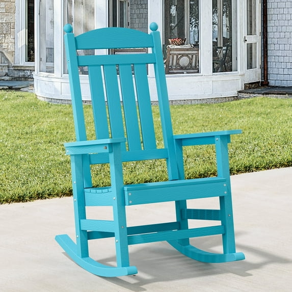 Dycanpo Outdoor Rocking Chair with High back for Backyard/Patio/Garden,HDPS-Sky Blue