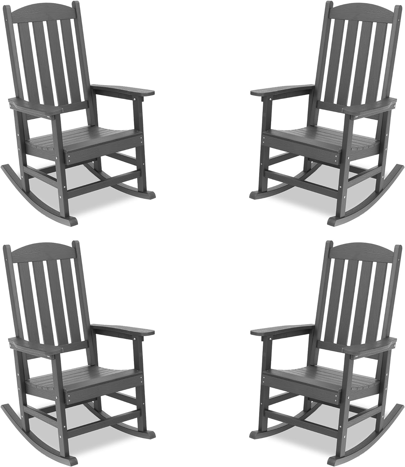 Dycanpo Outdoor Rocking Chairs Set of 4, HDPS Poly Rocking Chair, All