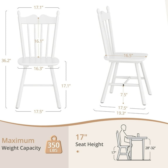Dycanpo Dining Chairs Set of 2,Farmhouse Wooden Windsor Kitchen Chairs with Thicker Backrest for Kitchen,Yellow