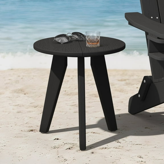 Dycanpo Outdoor Side Table for Patio, Small Round End Table Weather-Resistant, Black