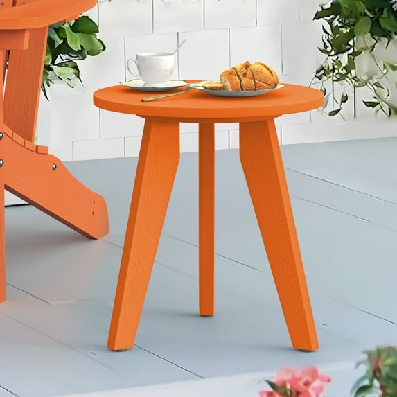 Dycanpo Outdoor Side Table for Patio, Small Round End Table Weather-Resistant for Living Room, Bedroom, Orange