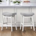 thumbnail image 1 of Dycanpo Saddle Seat Counter Height Bar Stools Set of 2 for Kitchen, Dining, 24in, Light Gray-Fabric, 1 of 8