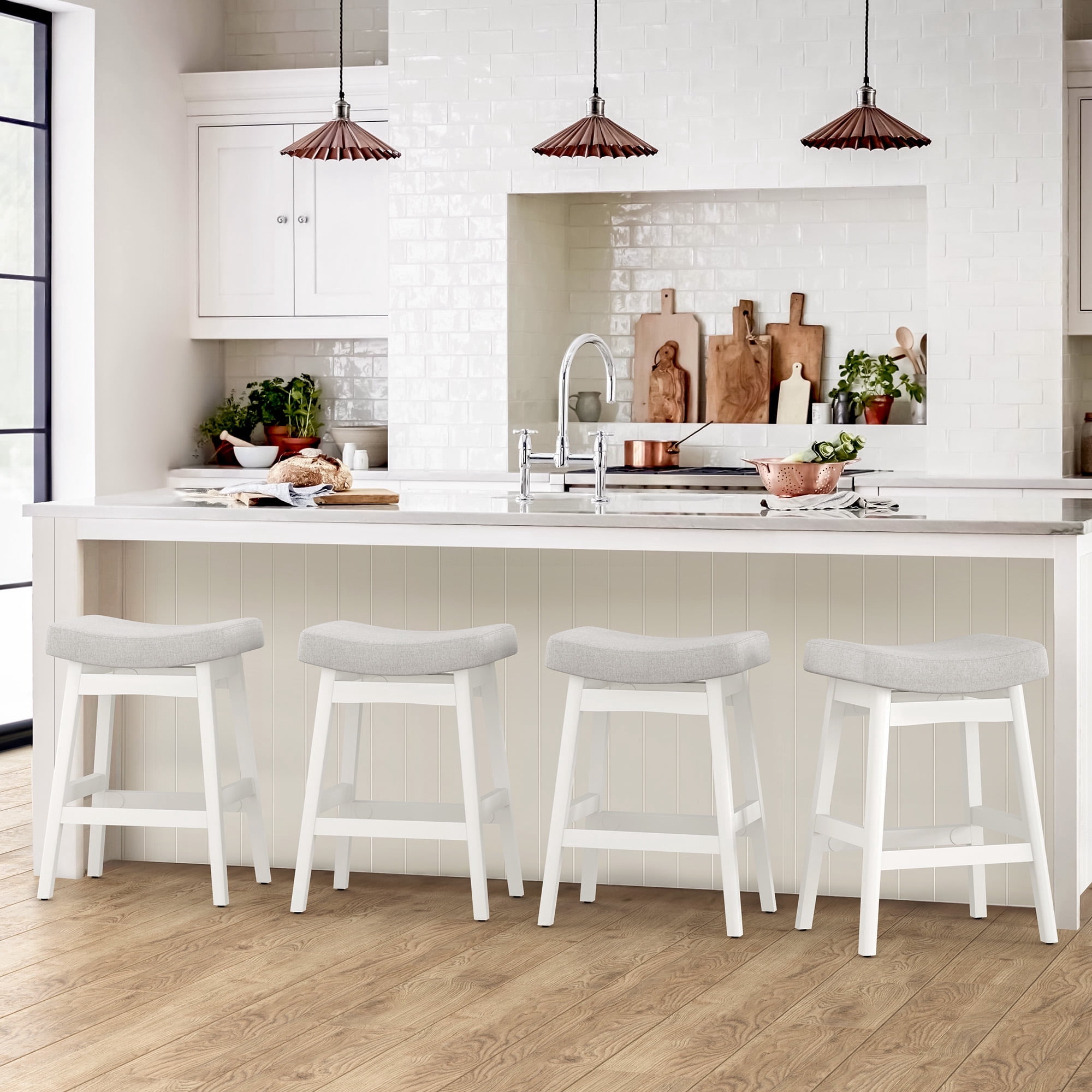 Dycanpo Saddle Seat Counter Height Bar Stools Set of 4 for Kitchen ...