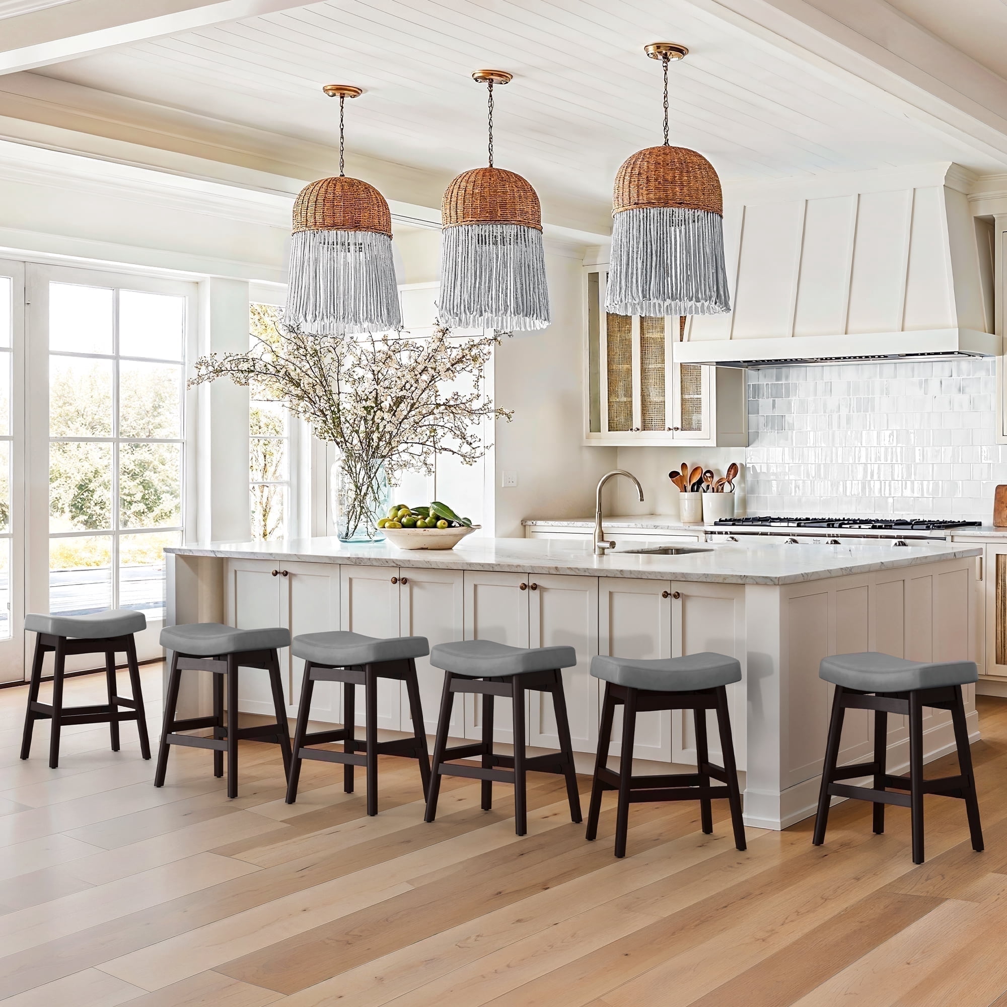Dycanpo Saddle Seat Counter Height Bar Stools Set of 6 for Kitchen ...