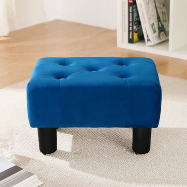 Dycanpo Small Foot Stool Ottoman, Rectangle Foot Stools with Non-Slip Pads, Footstool for Living Room, 9''H,Navy