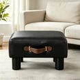 thumbnail image 1 of Dycanpo 9" Foot Stool with Handle, Faux Leather Foot Rest for Living Room, Black, 1 of 7