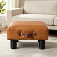 thumbnail image 1 of Dycanpo 9" Foot Stool with Handle, Faux Leather Foot Rest for Living Room, Whisky Brown, 1 of 7