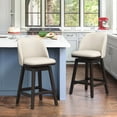thumbnail image 1 of Dycanpo Swivel Bar Stools Set of 2, 26" Counter Stools with Back & Footrest for Kitchen，Beige, 1 of 8