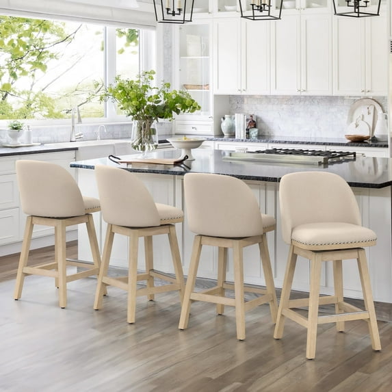 Dycanpo Swivel Bar Stools Set of 4, 26" Counter Stools with Back & Footrest for Kitchen,Line