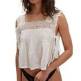 thumbnail image 1 of Dycnvjo Women Lace Vest Tanks Y2K Sleeveless Split Side Tie Tank Top Sheer Ruffle Shirt Summer Going Out Crop Tops White L, 1 of 6
