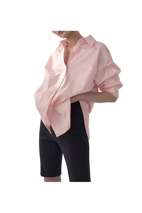 Mawalde Womens Casual Shirts Long Sleeve Button Down Shirt Fashion Sports Light Pink XL