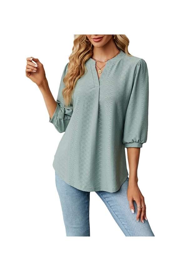 Womens Summer Business Casual Blouses V Neck Short Sleeve Shirts Hollow Out Cute Lace Tops Bean Green S