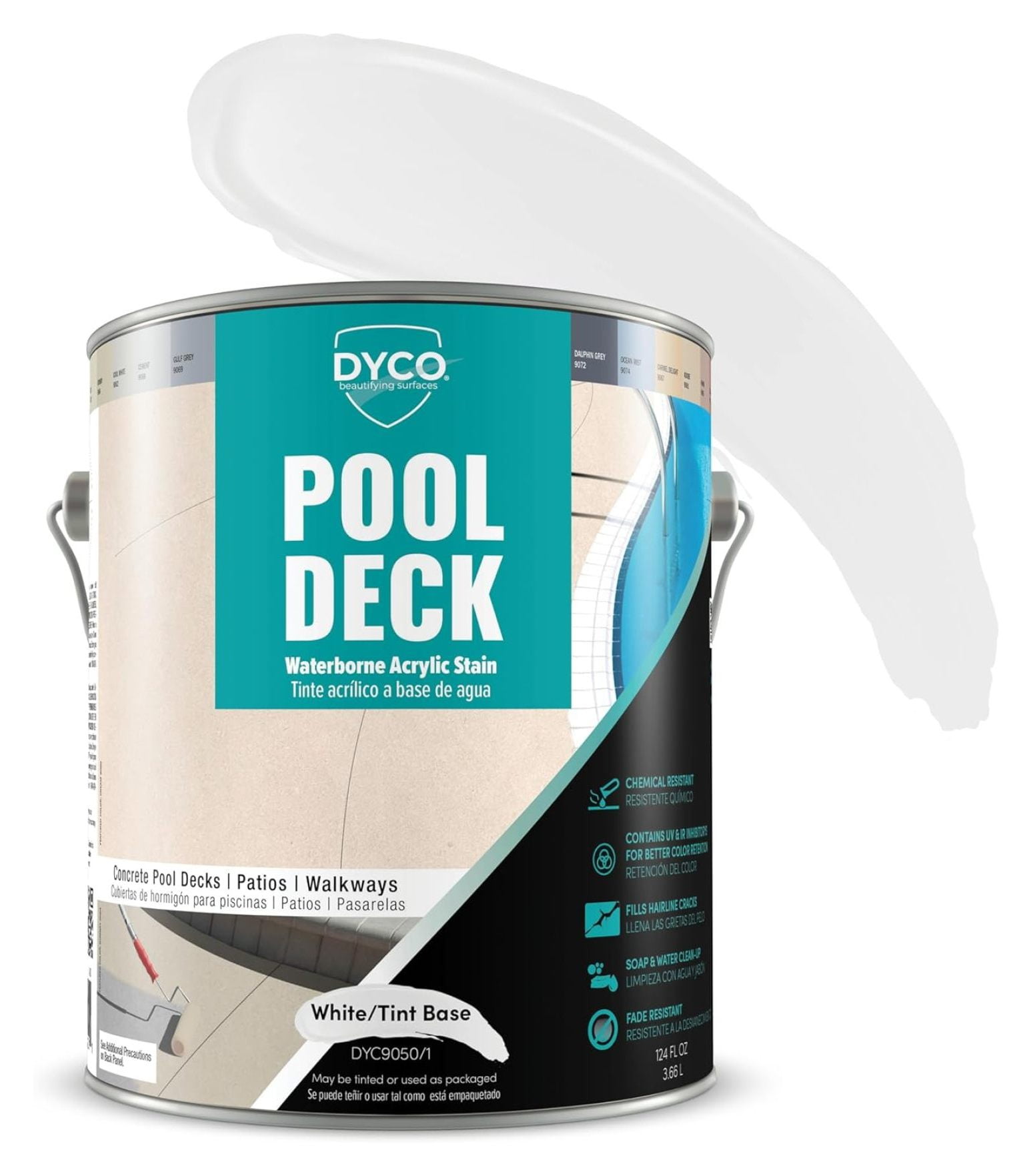 Dyco Pool Deck Waterborne Acrylic Stain - Tint Base, 1 Gallon, Concrete ...