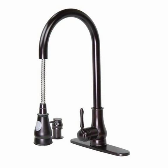 Dyconn Faucet  18-inch Modern Kitchen Oil Rubbed Bronze Pull-out Faucet with Soap Dispenser