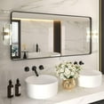 thumbnail image 1 of Dyconn Faucet Raven Rectangular Metal Framed Wall Mounted LED Bathroom Vanity Mirror in Black 60x36, 1 of 5