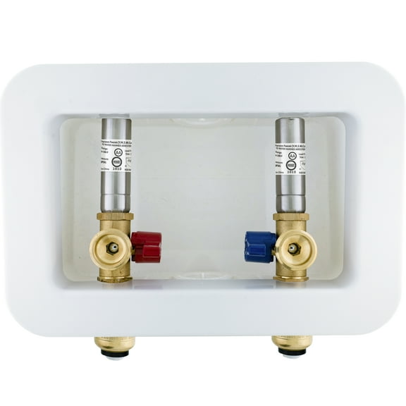 Dyconn Washing Machine Outlet Box with Water Hammer Arrestor, 1/2 inch x 3/4 inch MHT (Push-to-Connect)