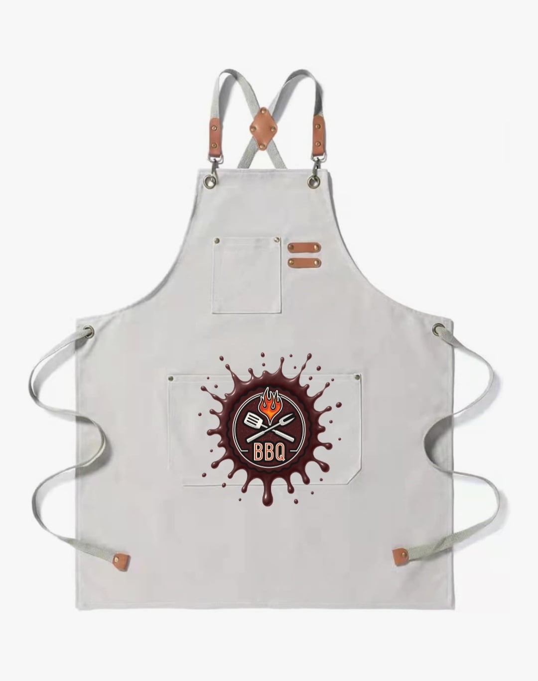 Dye Dirty LLC, 3-Pocket BBQ Sauce Fun Cooking Apron with Leather Accents