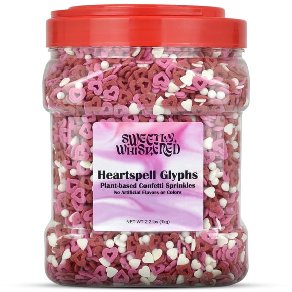 Dye Free Sprinkles Mix GGA1 - Celiac Friendly, Gluten Pink Heart Confetti - Perfect for Valentines, Weddings, Birthdays, Cookies, Ice cream, & Cake Decorating (Heartspell Glyphs, 2.2lbs)