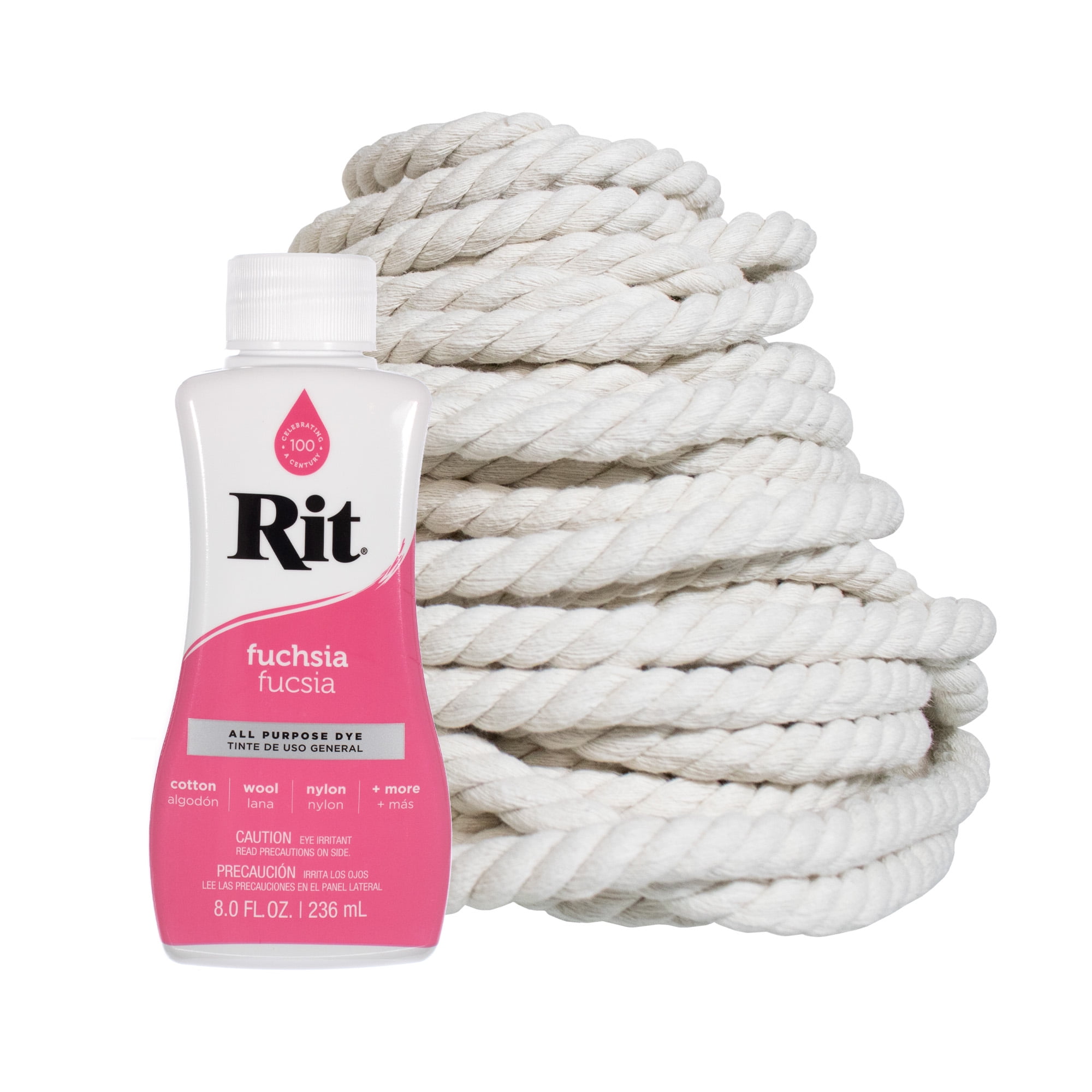 Riti Rope Dye Your Own Macrame Kit – Rit Dye & Cotton Rope – ½ & ¼ Inch – 8 Fluid ...