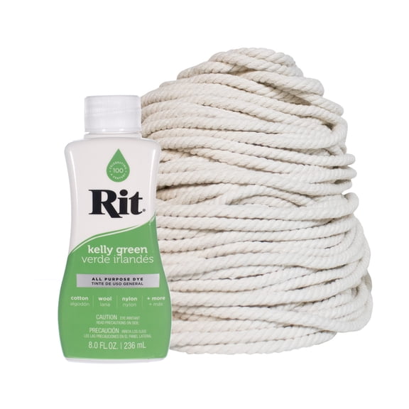 Dye Your Own Macrame Kit – Rit Dye & Cotton Rope – ½ & ¼ Inch – 8 Fluid Ounces – Arts and Craft DIY Decorations, Projects, & Gifts
