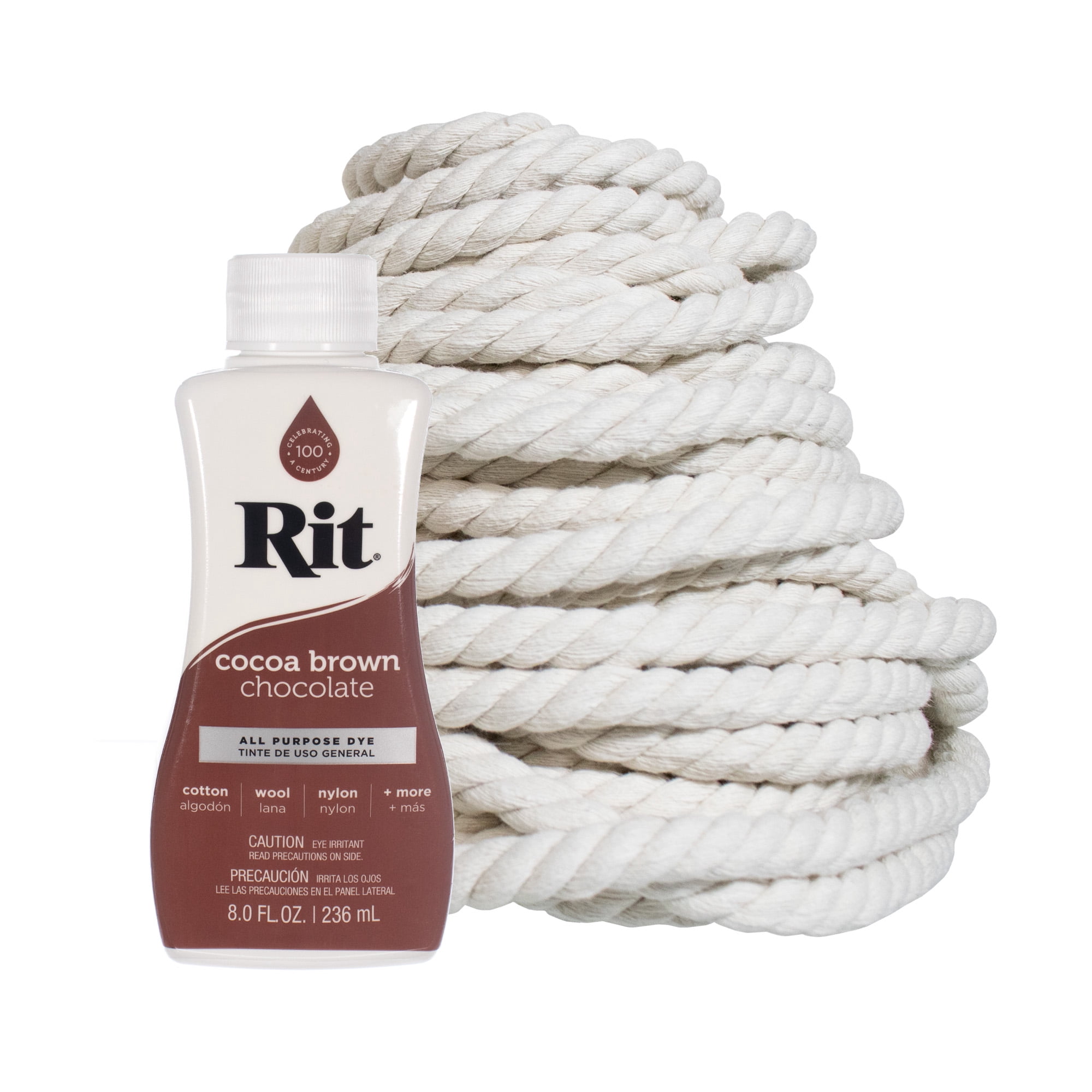 Dye Your Own Macrame Kit – Rit Dye & Cotton Rope – ½ & ¼ Inch – 8 Fluid Ounces – Arts and Craft DIY Decorations, Projects, & Gifts