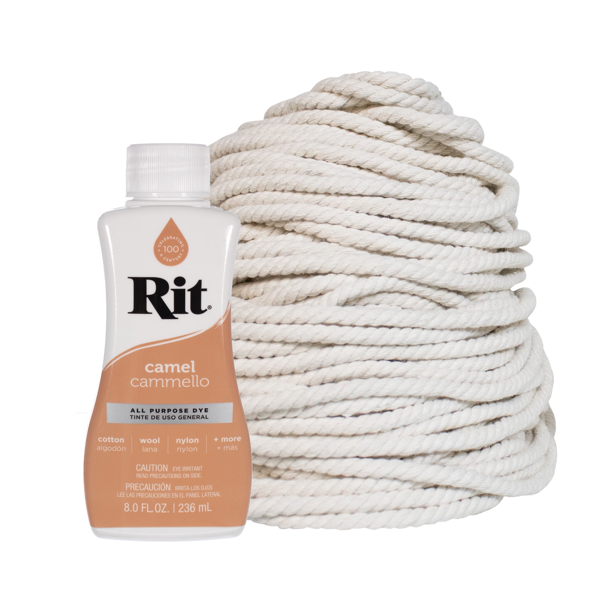 Dye Your Own Macrame Kit – Rit Dye & Cotton Rope – ½ & ¼ Inch – 8 Fluid Ounces – Arts and Craft DIY Decorations, Projects, & Gifts