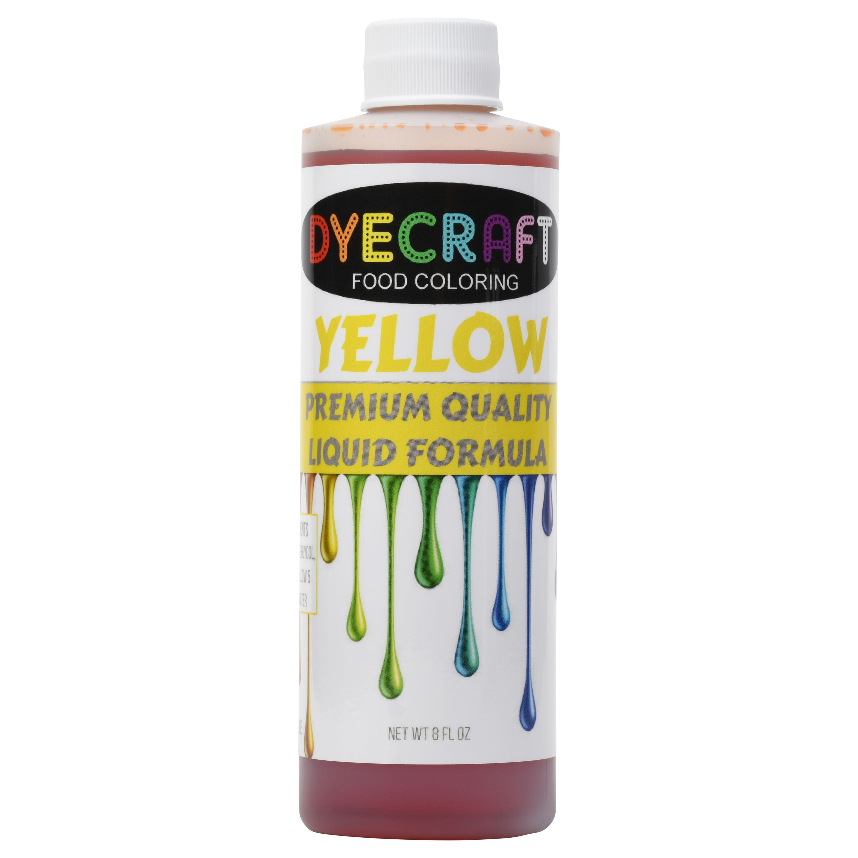 DyeCraft Yellow Liquid Food Coloring, Large Bottle- Odorless, Tasteless