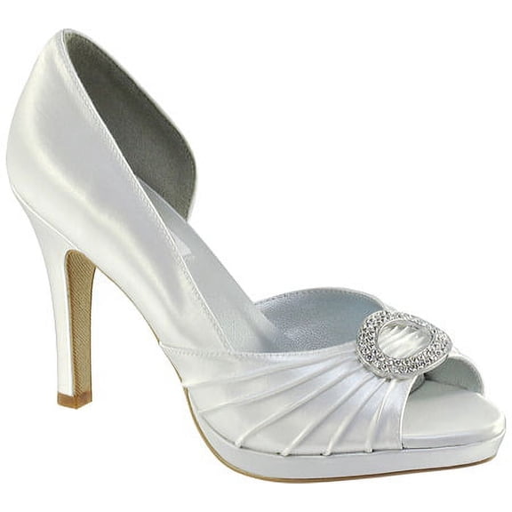 dyeables women's halle platform pump,white satin,5 b us