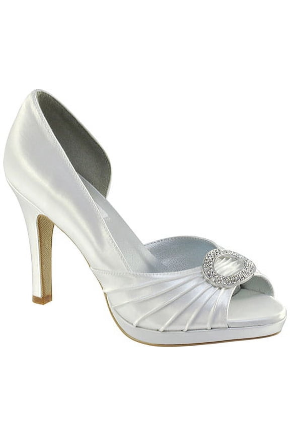 women's halle platform pump,white satin,5 b us
