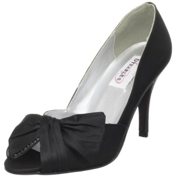 Womens Dyeables Liv Open-Toe Pumps, Black Satin