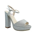 thumbnail image 1 of Dyeables Womens Whittia Glitter Open Toe Evening Heels Silver 9 Medium (B,M), 1 of 3