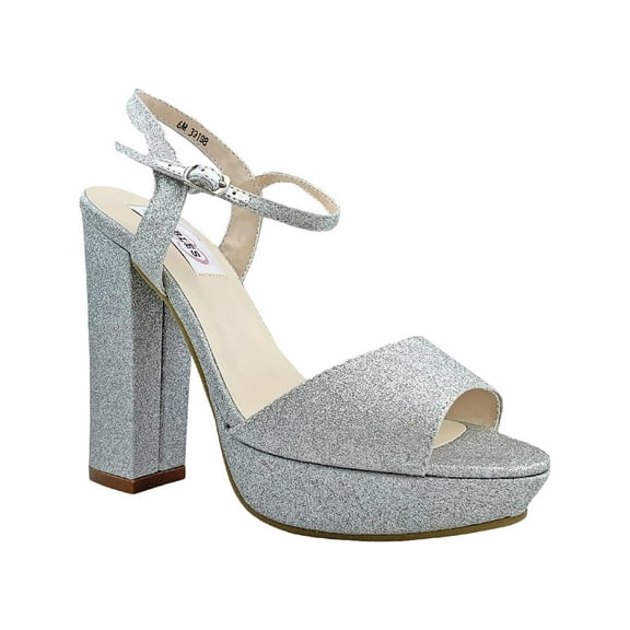 Dyeables Womens Whittia Glitter Open Toe Evening Heels Silver 9 Medium (B,M)