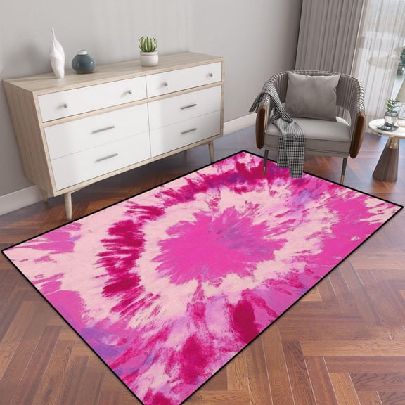 Dyed Circle Hypnotic Flower Bohemian Dye Pattern Ballet Slipper Area Rug Outdoor Patio Rug Play Mat Modern Floor Carpet Non-Slip Home Decor Living Room 2x3ft
