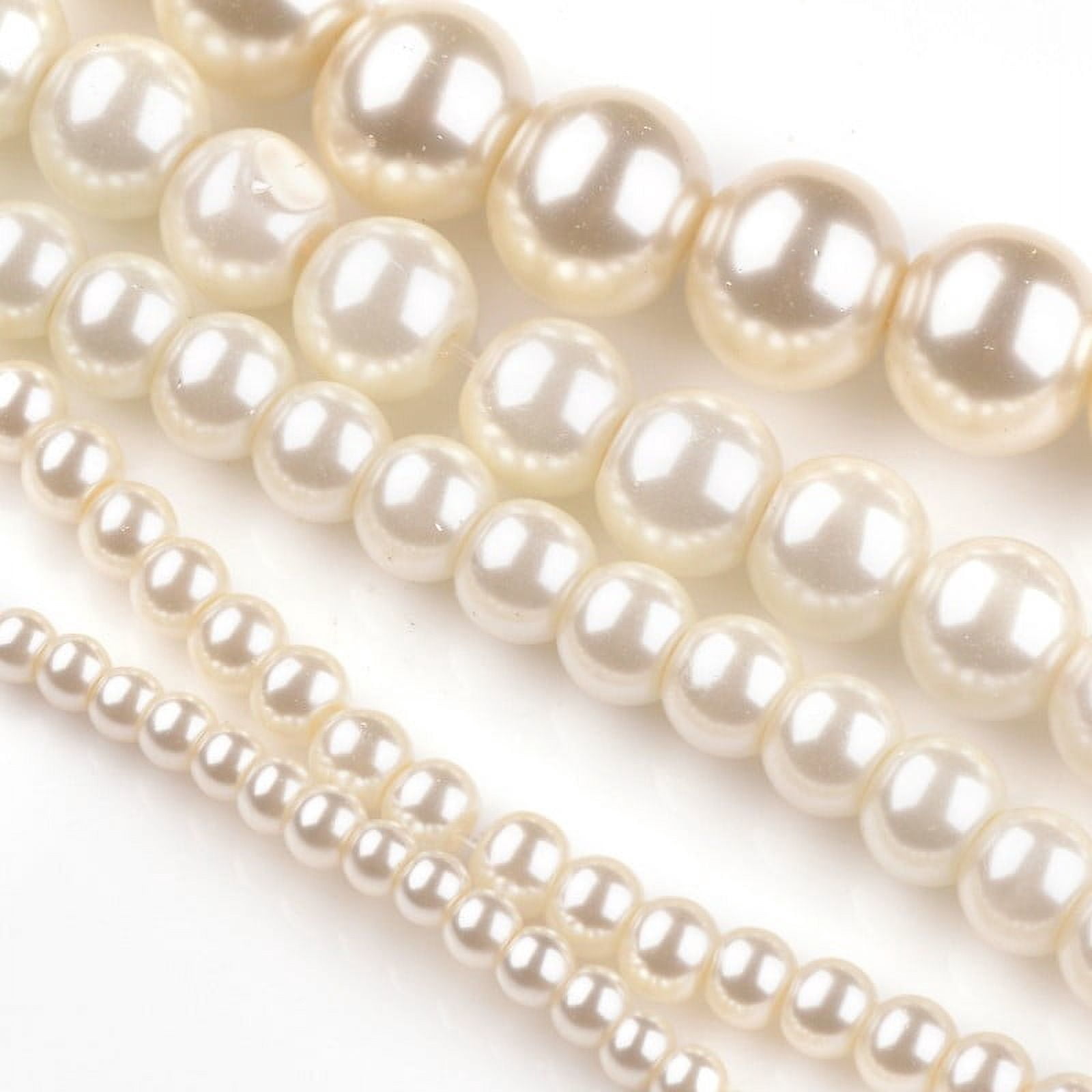 Dyed Glass Pearl Round Bead Strands Creamy White 3~10mm Hole: 1mm 85~230pcs/strand