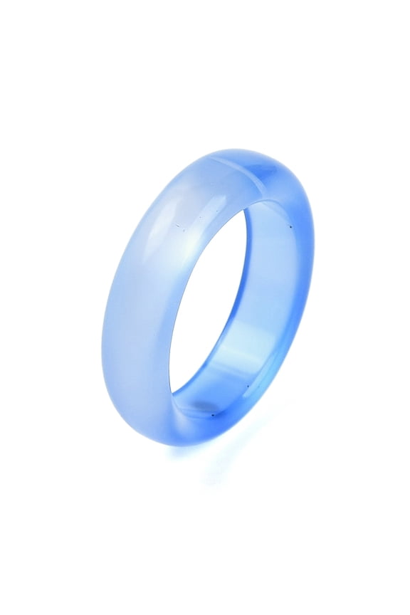 Dyed & Heated Natural Agate Finger Rings for Women Light Sky Blue 5.5mm Inner Diameter: 17~17.5mm