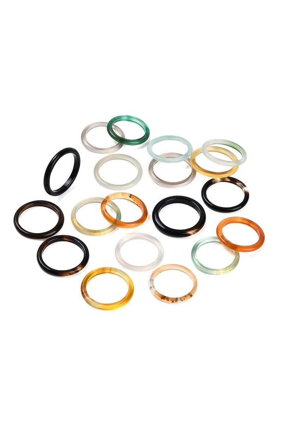 Dyed & Heated Natural Agate Finger Rings for Women Mixed Color 2.5~3mm Inner Diameter: 17~18mm DIY