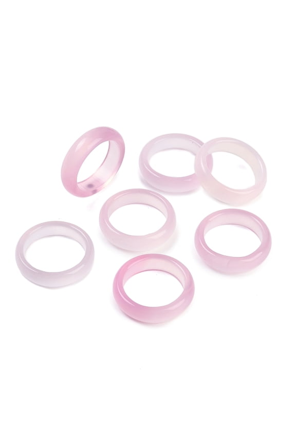 Dyed & Heated Natural Agate Finger Rings for Women Pearl Pink 5.5mm Inner Diameter: 17~17.5mm