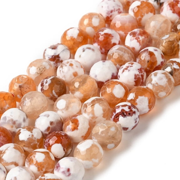 Dyed Heated Natural Fire Agate Beads Strands Faceted Round Sandy Brown 8mm Hole: 1.2mm 48pcs/strand 36cm